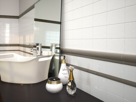 Faïence moulure régulière mur salle de bain couleur gris collection Rétro InstaHouse