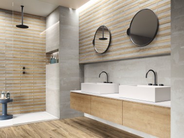 Faïence pâte blanche effet ciment 30 x 90 cm couleur gris collection Cimento InstaHouse crédence salle de bain APE Hoss