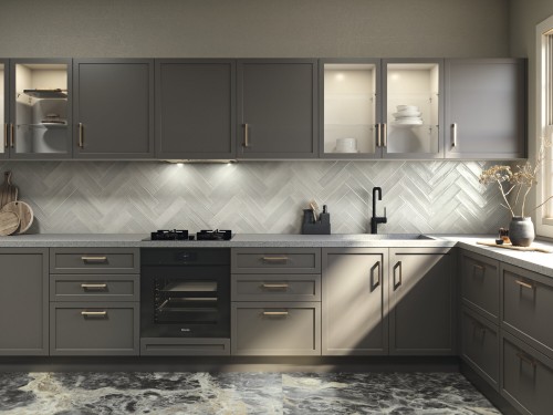 Carrelage Mur Coloré 7,5x30 Mat Gris Pastel InstaHouse Acquarella Carmen crédence cuisine