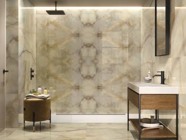 Carrelage Sol Effet Marbre Coloré Miel Miroir  60x120 Conus InstaHouse ONICE APE mur douche