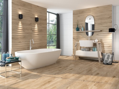Carrelage Mur Effet Bois Noyer Relief 30x90 Fontainebleau InstaHouse OREGON APE mur salle de bain